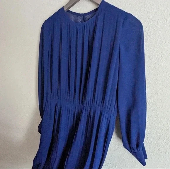 Vintage Pleated Chiffon Dress- Japanese- Robe de Command- Floor length Georgette - Picture 15 of 16